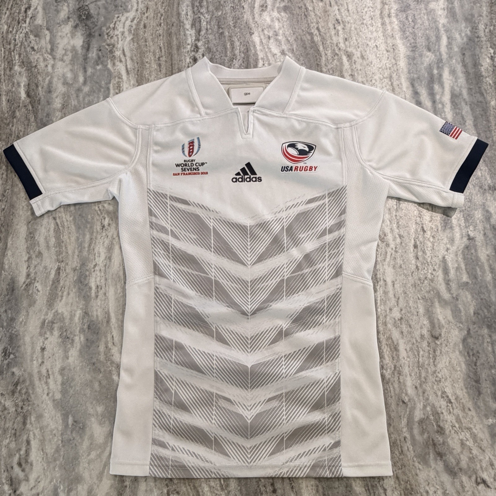 Adidas Usa Rugby World Cup Sevens 2018 Jersey White Men's Small Dp3592